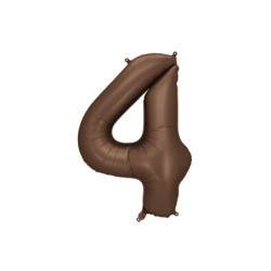 Balon foliowy Cyfra ''4'', 86cm, mocca brązowy satynowy
