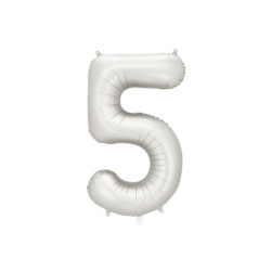 Balon foliowy Cyfra ''5'', 86cm, srebrny perłowy satynowy