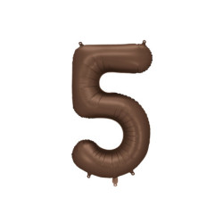 Balon foliowy Cyfra ''5'', 86cm, mocca Brązowy Satynowy