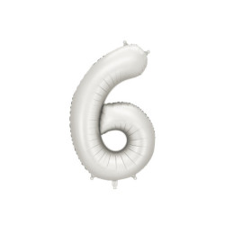 Balon foliowy Cyfra ''6'', 86cm, srebrny perłowy satynowy