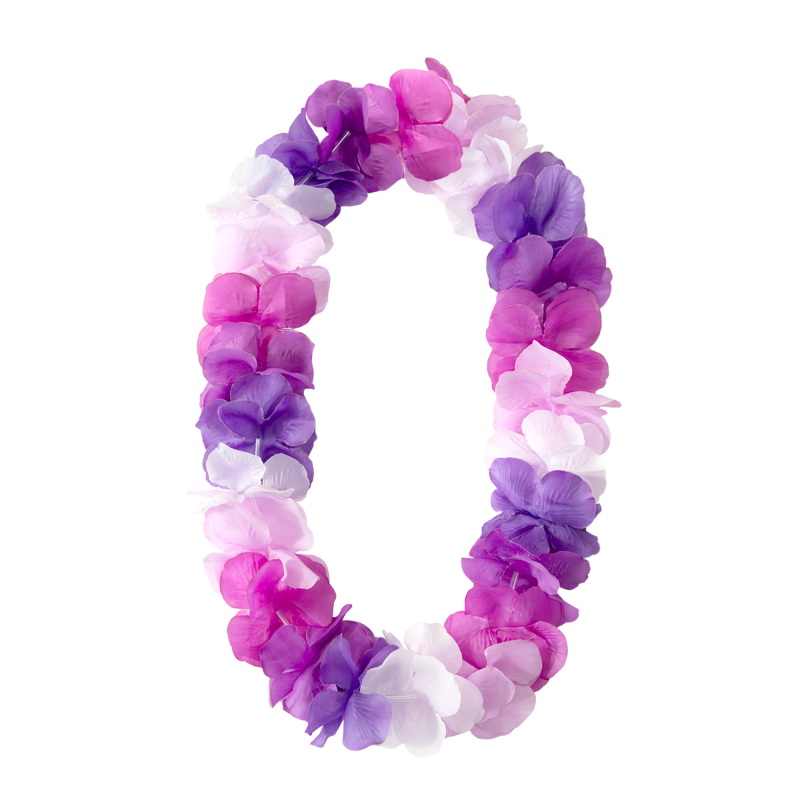 NASZYJNIK HAWAJSKI Ombre FIOLETOWY 115cm puszysty Tropikalne Kwiaty Aloha