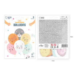 Balony Kotki 12cali 6szt. zestaw URODZINY kolorowe baloniki kot