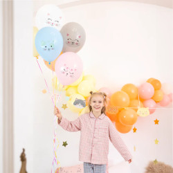 Balony Kotki 12cali 6szt. zestaw URODZINY kolorowe baloniki kot