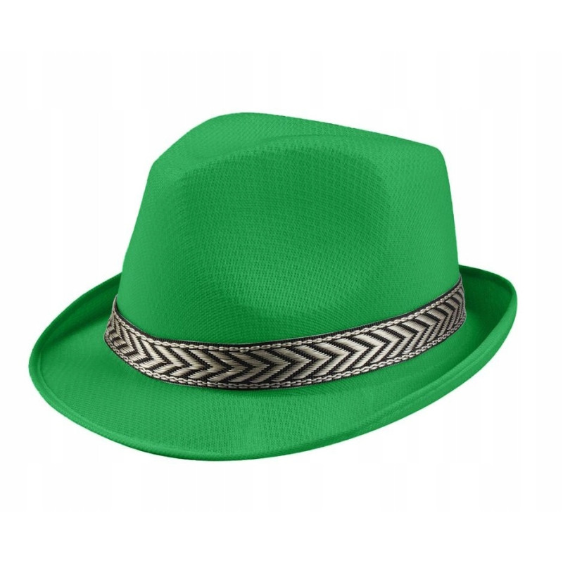 Kapelusz FEDORA ZIELONY ze złotą lamówką letni