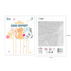 TOPPERY KOTKI 6 szt. zestaw TOPPER urodziny