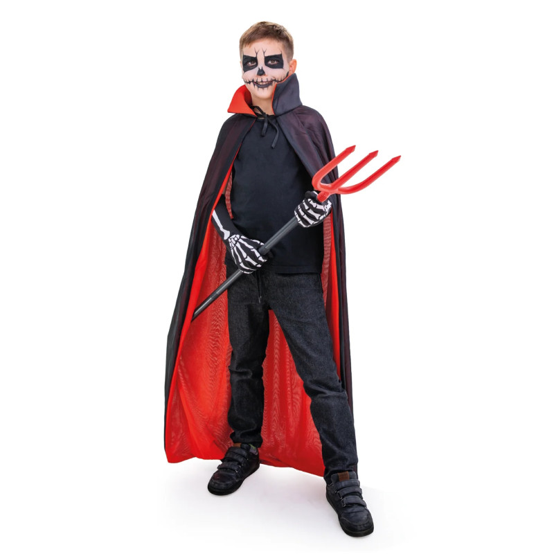 Peleryna czarno-czerwona 140cm z Kapturem Halloween Dracula Wampir Diabeł