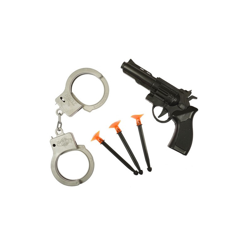 Zestaw POLICJANTA Kajdanki Pistolet Strzalki