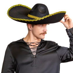 KAPELUSZ MEKSYKAŃSKI SOMBRERO Złota Lamówka Meksykanin duże 55cm