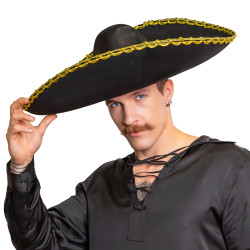 KAPELUSZ MEKSYKAŃSKI SOMBRERO Złota Lamówka Meksykanin duże 55cm