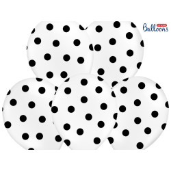 Balony 30cm Kropki Biały - 6szt