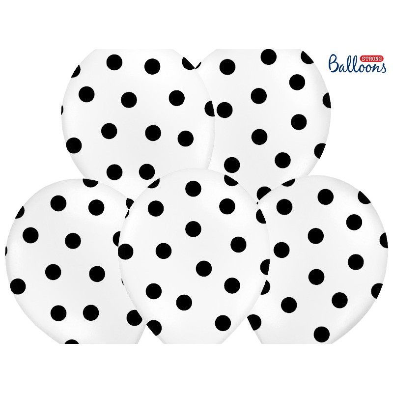 Balony 30cm Kropki Biały - 6szt