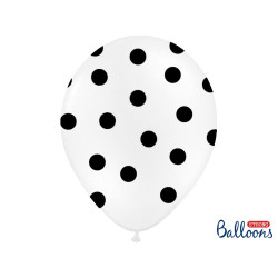 Balony 30cm Kropki Biały - 6szt