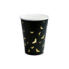 Kubeczki czarne w złote nietoperze 6szt 220 ml na Halloween