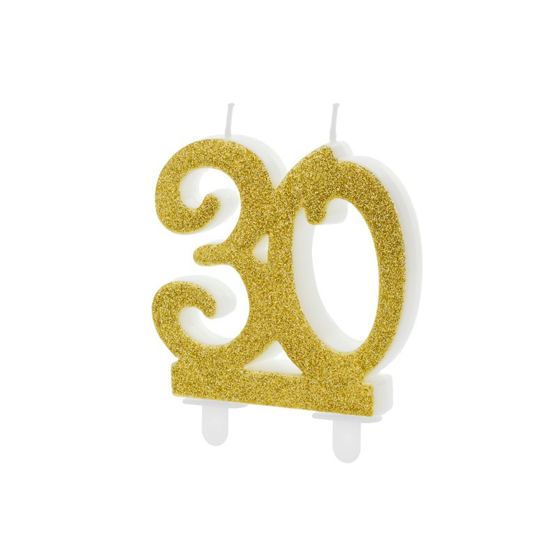 Świeczka urodzinowa liczba 30 złota 7.5cm