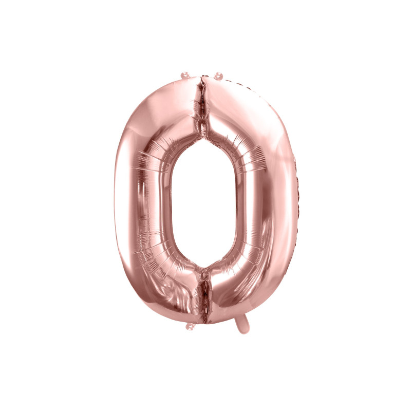 Balon foliowy różowe złoto 35cm cyfra "0"