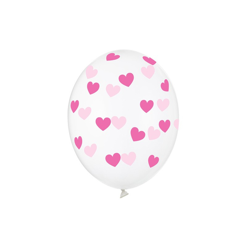 Balony 30cm, Serduszka, Crystal Clear (1 op. / 50 szt.)