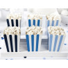 Pudełka na popcorn niebieskie paski, 7,5 x 7,5 x 12,5 cm 6szt