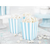 Pudełka na popcorn niebieskie paski, 7,5 x 7,5 x 12,5 cm 6szt