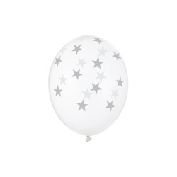 Balony 30cm, Gwiazdki, Crystal Clear (1 op. / 6 szt.)