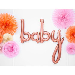 Balon foliowy Baby, różowe złoto, 73,5x75,5cm
