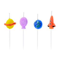 Świeczki urodzinowe Kosmos, mix, 2-3cm (1 op. / 4 szt.)