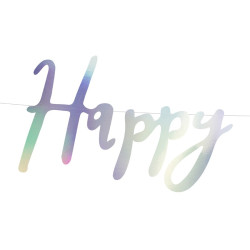 Baner Happy Birthday, opalizujący, 16,5x62cm