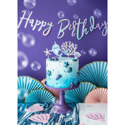 Baner Happy Birthday, opalizujący, 16,5x62cm