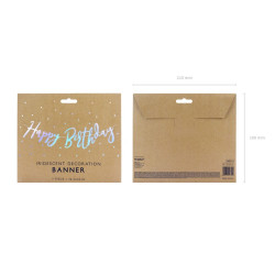Baner Happy Birthday, opalizujący, 16,5x62cm