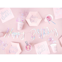 Baner Happy Birthday, opalizujący, 16,5x62cm