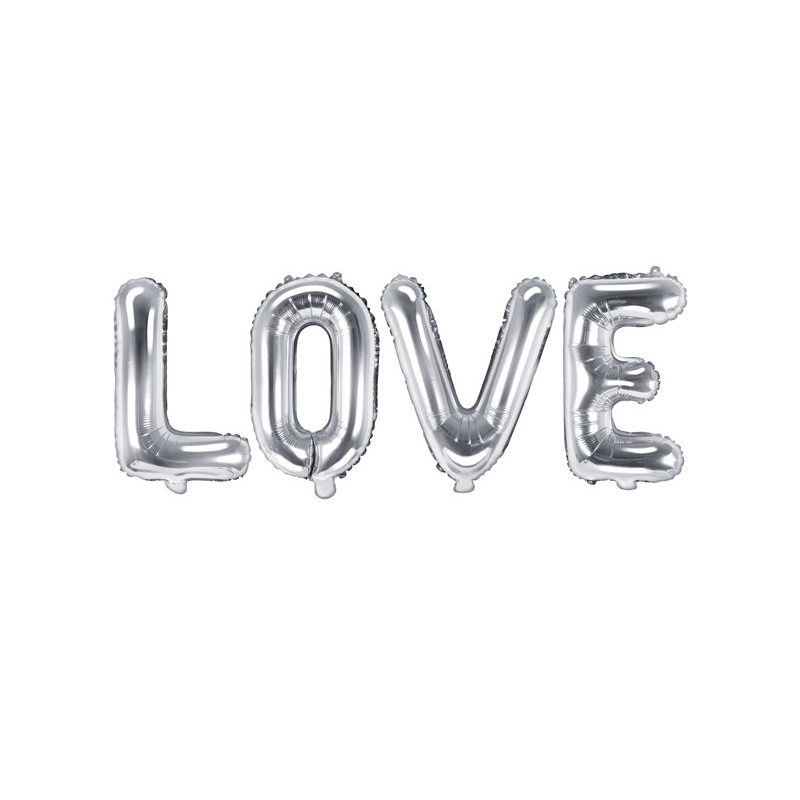 Balon foliowy Love, 140x35cm, srebrny