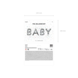 Balon foliowy Baby, 262x86cm, srebrny