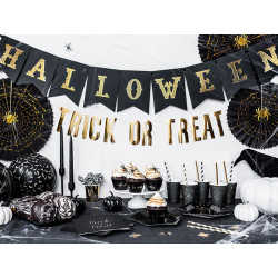 Papilotki na Halloween Trick or Treat - Eat, drink, be scary!, czarne 6szt