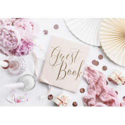 Księga Gości Guest book, 20x24,5cm, pudrowy róż, 22 kartki