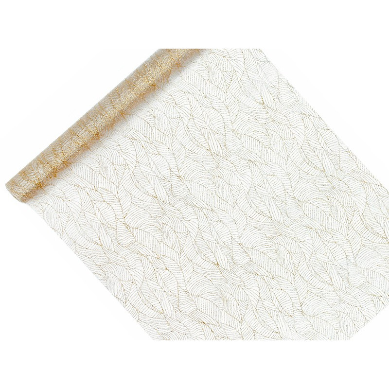 Organza z nadrukiem, biały, 0,48 x 9m