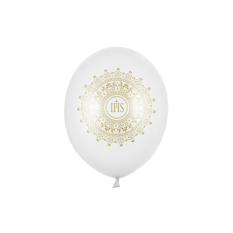 Balony 30cm, IHS, Metallic Pure White (1 op. / 6 szt.)
