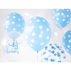 Balony 30cm, Kropki, Pastel Baby Blue (1 op. / 6 szt.)