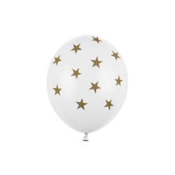 Balony 30cm, Gwiazdki, Pastel Pure White (1 op. / 6 szt.)