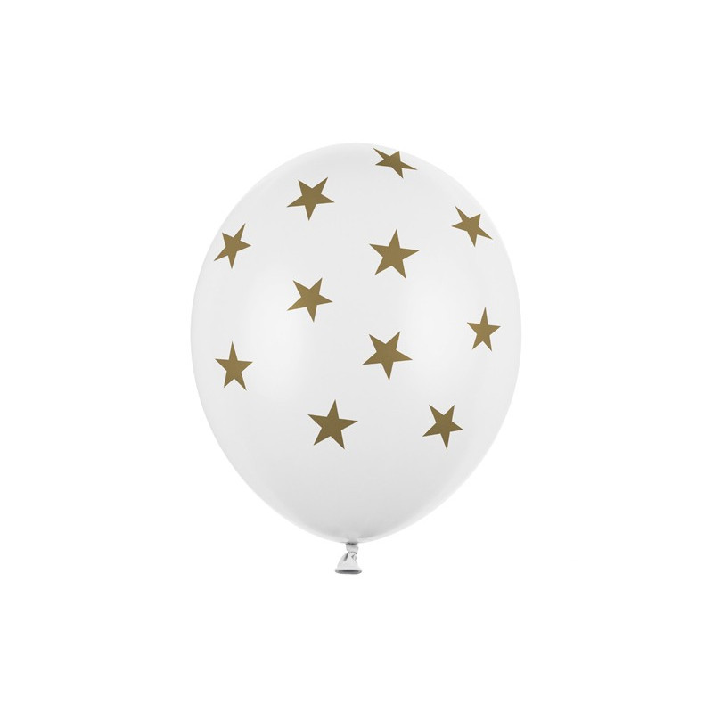 Balony 30cm, Gwiazdki, Pastel Pure White (1 op. / 6 szt.)