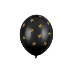 Balony 30cm, Gwiazdki, Pastel Black (1 op. / 6 szt.)