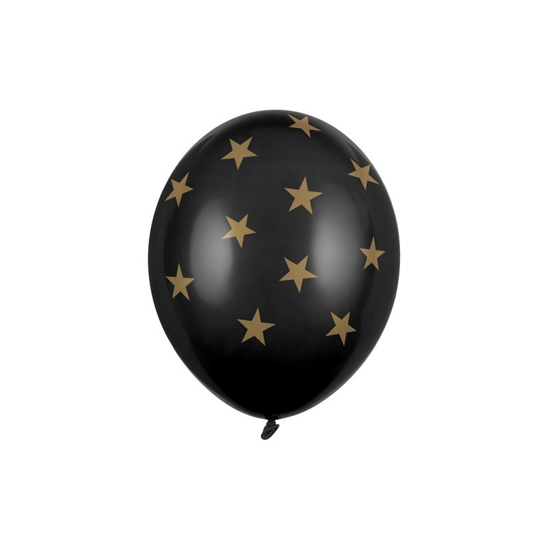 Balony 30cm, Gwiazdki, Pastel Black (1 op. / 6 szt.)