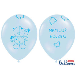 Balony 30cm Miś - mam już..., P. Baby Blue (1 op. / 50 szt.)