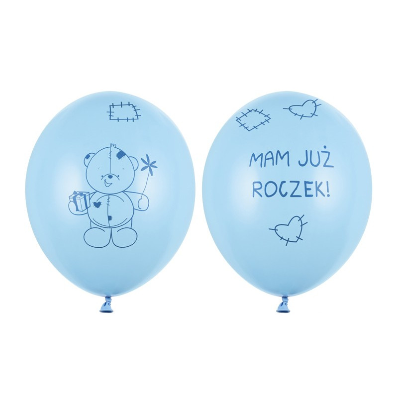 Balony 30cm Miś - mam już..., P. Baby Blue (1 op. / 6 szt.)