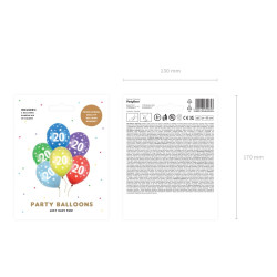 Balony 30cm, 20th Birthday, Metallic Mix (1 op. / 6 szt.)