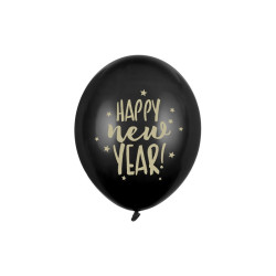 Balony 30cm, Happy New Year, Pastel Black (1 op. / 50 szt.)