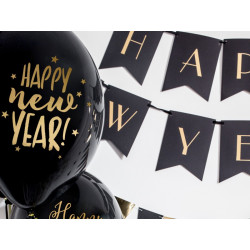 Balony 30cm, Happy New Year, Pastel Black (1 op. / 50 szt.)