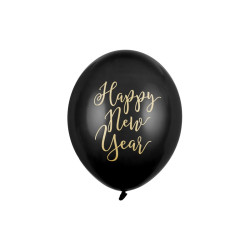 Balony 30cm, Happy New Year, Pastel Black (1 op. / 50 szt.)