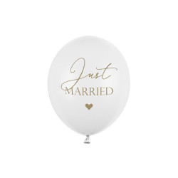 Balony 30cm, Just Married, P. Pure White (1 op. / 50 szt.)