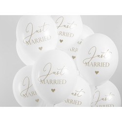 Balony 30cm, Just Married, P. Pure White (1 op. / 50 szt.)