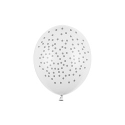 Balony 30cm, Kropki, Pastel Pure White (1 op. / 50 szt.)