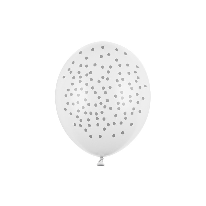 Balony 30cm, Kropki, Pastel Pure White (1 op. / 50 szt.)